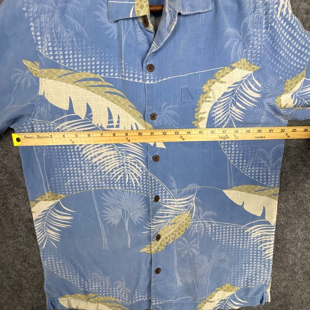 Tommy Bahama Mens Blue 100% Silk Tropical Palm Leaf Print Button Up Shirt Medium - Picture 3 of 5